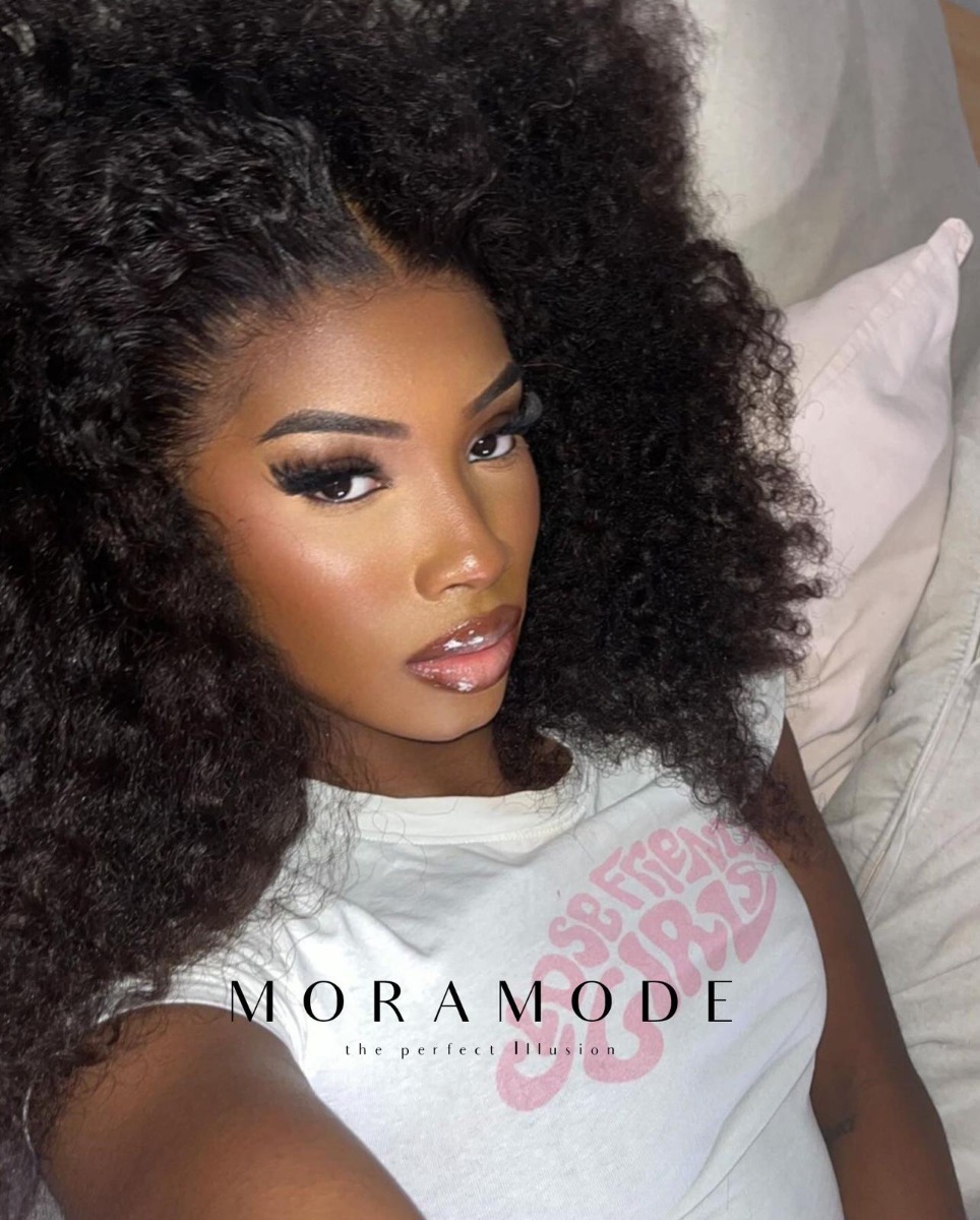 Amina, a kinky curl premium lace wig in natural human hair