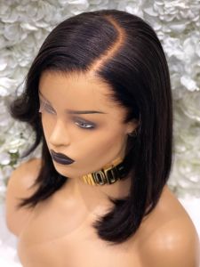 CECILE, CUSTOM DELUXE LACE WIG, BOB CUT WITH SWEEPING FRINGE, 180% DENSITY