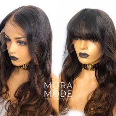 CAMILLE, NATURAL SCALP, DARK BROWN ROOTS OMBRE,  CUSTOM DELUXE LACE WIG