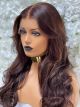 GISÈLLE CHOCOLATE BROWN WITH MONEYPIECE CURTAIN BANGS, INVISIBLE LACE WIG READY TO SHIP