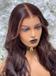 GISÈLLE CHOCOLATE BROWN WITH MONEYPIECE CURTAIN BANGS, CUSTOM DELUXE, LACE WIG 