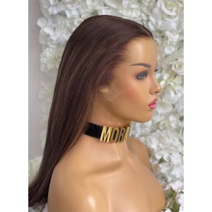 JEANNE, ASH BROWN LACE WIG WITH HIGHLIGHTS, DELUXE LACE WIG