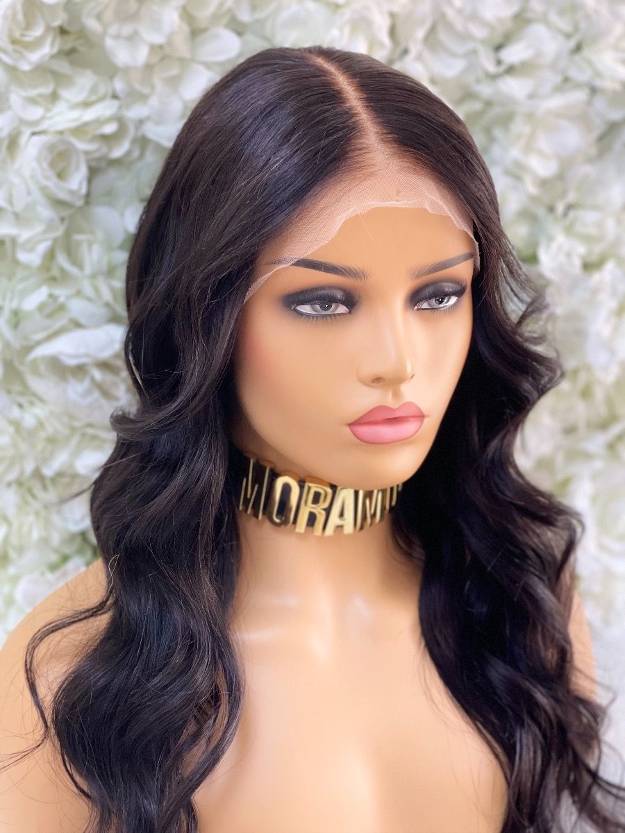 Black human Hair Blend Wig